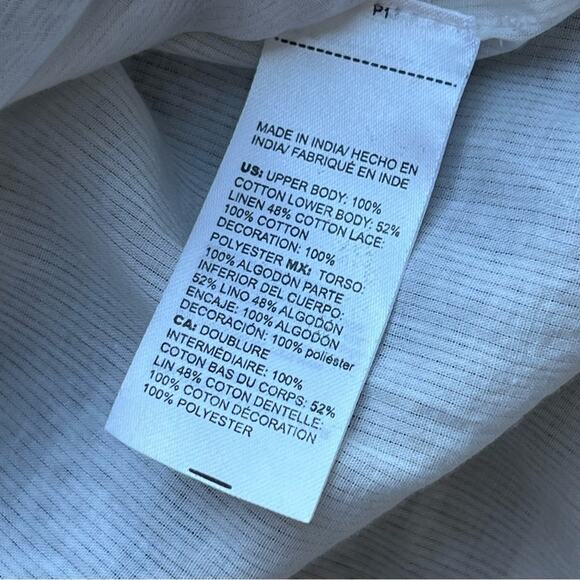 Chico’s White Blue Eyelet Linen Blend Embellished Lightweight Coat Women’s Large - Picture 9 of 9